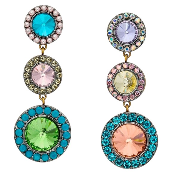 Kurt Geiger London Octavia Linear Drop Earrings Multicolor Crystal Eclectic $148 - Picture 4 of 6